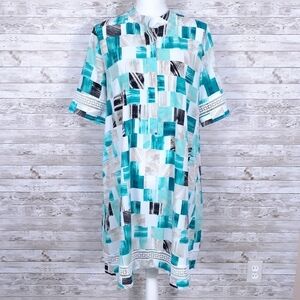 Alfani Shift Dress Sz 14 Green Tiles Lace Detail 948